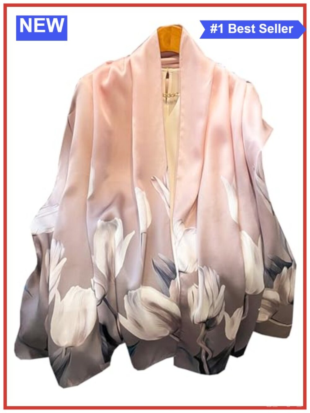 Polyester Satin Floral Print Scarf Shawl Wrap Women Dressy Lightweight